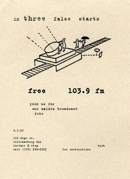 Flyer de la première émission pirate de free103point9